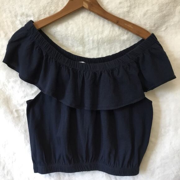 Zara Navy Blue Shoulder Crop Top - Picture 5 of 8